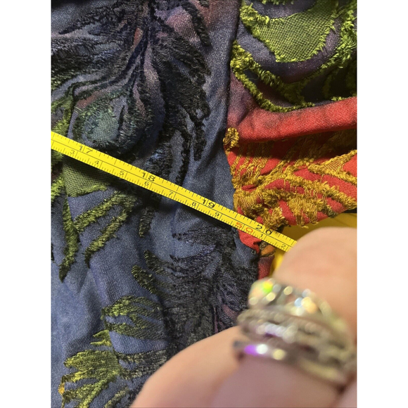 NWOT Medium Women’s Cowl neck Velvet Feathers Fall Colors Blouse By Kamana - Picture 10 of 11